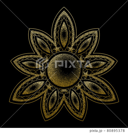 Mandala with moon vecor dorwork golden symbol 80895378