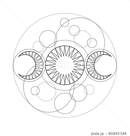Triple moon magic and astronomy vecor tattoo symbol 80895386