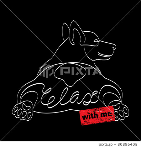Relax With Me tshirt print wiht lying Corgi dog Relax With Me tshirt print wiht lying Corgi dog 80896408
