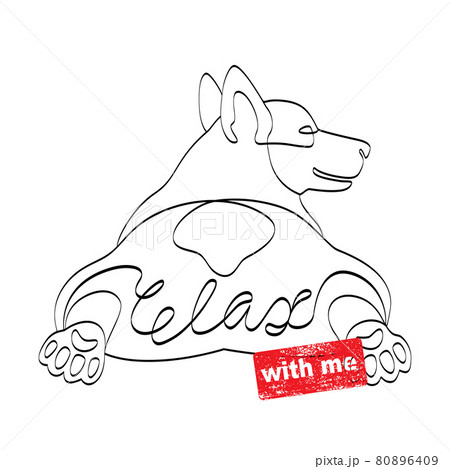 Relax With Me tshirt print wiht lying Corgi dog Relax With Me tshirt print wiht lying Corgi dog 80896409