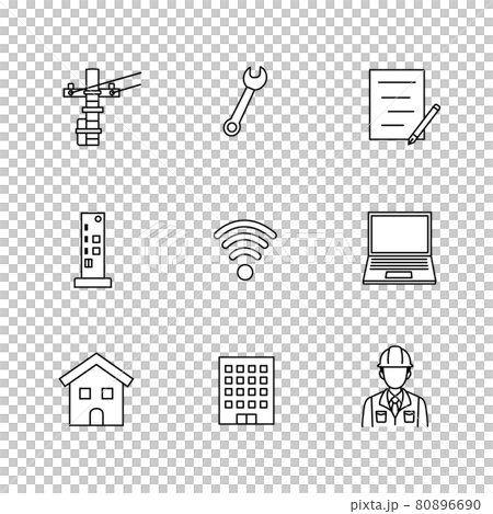 インターネット開通工事　アイコン　セット 80896690