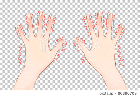 手と指のしびれのイラスト 80896709