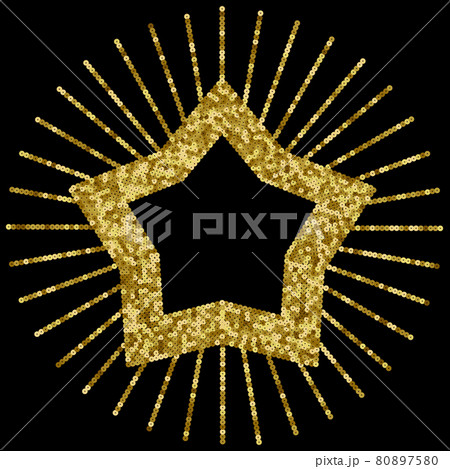 Gold Sequins Vector Luxury Star Frame. Holiday Background 80897580