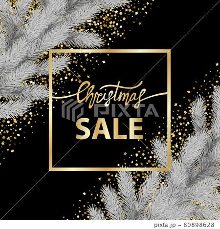Christmas Sale Card with Gold Lettering and Glitter 80898628