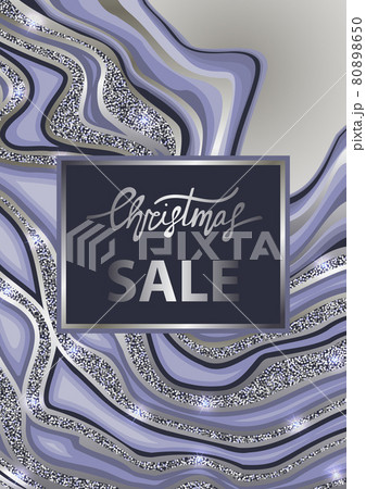 Christmas Sale Vector poster wiht Blue Marbling Christmas Sale Vector poster wiht Blue Marbling 80898650