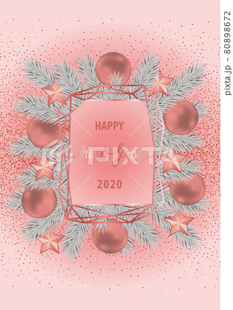 Christmas and New Year Card with Gold Geometric Frame Christmas and New Year Card with Gold Geometric Frame 80898672