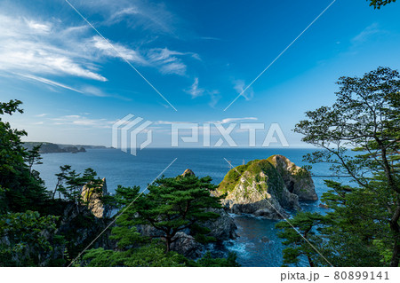 三陸海岸 姉ヶ崎展望台からの眺め 岩手県宮古市 三陸海岸 姉ヶ崎展望台からの眺め 岩手県宮古市 80899141