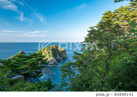 三陸海岸　姉ヶ崎展望台からの眺め　岩手県宮古市 80899142