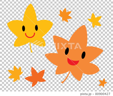 可愛い2つの紅葉のキャラクター 可愛い2つの紅葉のキャラクター 80900427