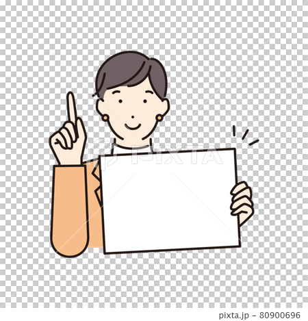 一位女士解釋了一個簡單插圖的要點 80900696