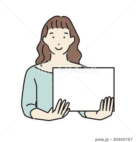 シンプル イラスト ホワイトボードを持つ女性のイラスト素材