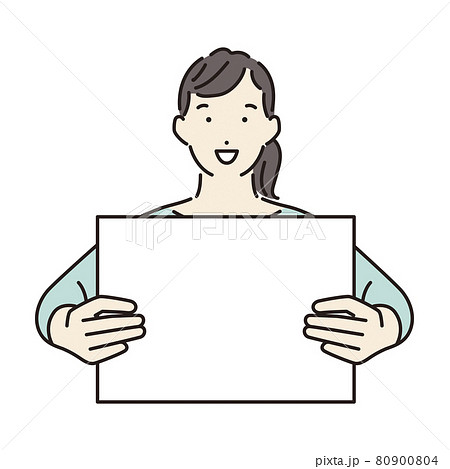 シンプル イラスト ホワイトボードを持つ女性のイラスト素材