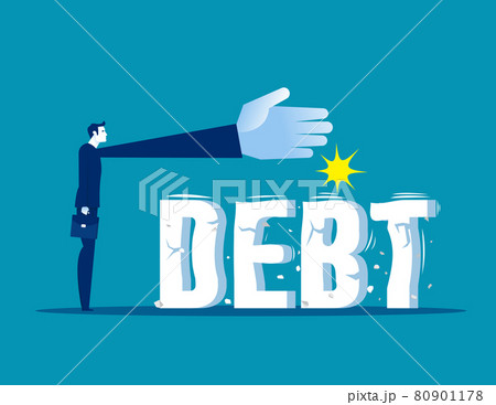 Businessman trying to crush and smash the heavy debt burden. Breaking the debt Businessman trying to crush and smash the heavy debt burden. Breaking the debt 80901178