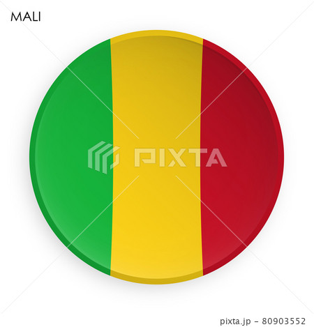 MALI flag icon in modern neomorphism style. Button for mobile application or web. Vector on white background