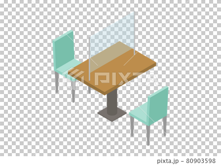 Corona measures are taken with partitions! Illustration material 80903598