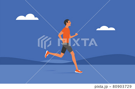 イラスト素材　ランニング・ジョギングをする男性 80903729