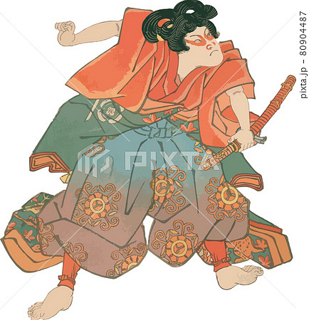 派手な衣装の隈取男児のイラスト素材