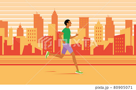 イラスト素材　ランニング・ジョギングをする男性 80905071