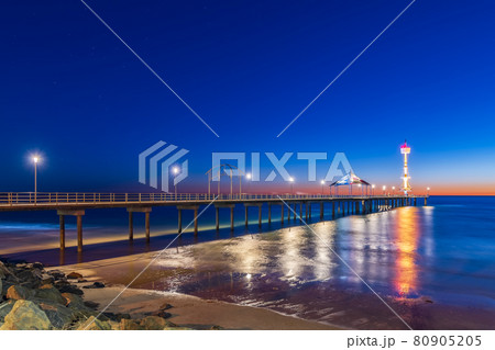 Iconic Brighton beach foreshore with jetty 80905205