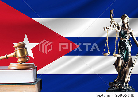 Law and justice in Cuba Statue of themis and the gavel of the judge against the background of the flag of Cuba Law and justice concept Law and justice in Cuba Statue of themis and the gavel of the judge against the background of the flag of Cuba Law and justice concept 80905949