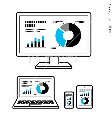 画面にグラフを表示させた PC スマホ タブレット セット 画面にグラフを表示させた PC スマホ タブレット セット 80906553