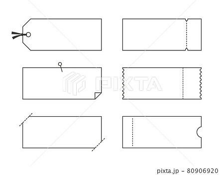 タグ 札 チケット 見出し ポイント ラベルのフレームイラストセット 線 モノクロ シンプル のイラスト素材