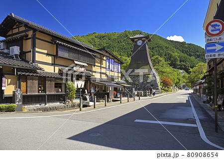 辰鼓楼と出石城下町の街並み（兵庫県豊岡市出石町） 80908654