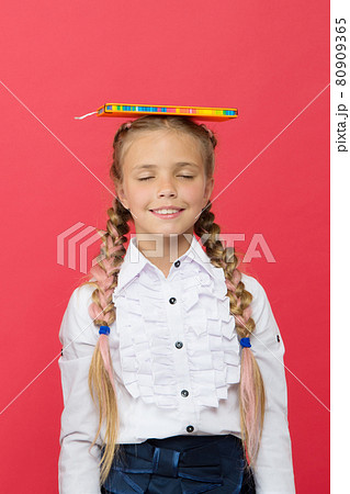 Schoolgirl show notepad. School supplies concept. School Schoolgirl show notepad. School supplies concept. School 80909365