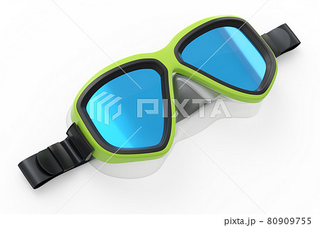 Green diving mask isolated on a white background Green diving mask isolated on a white background 80909755