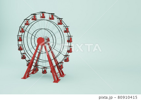 3d object ferris wheel on a white isolated background. Red Ferris wheel, 3d graphics. Close-up. 3d object ferris wheel on a white isolated background. Red Ferris wheel, 3d graphics. Close-up. 80910415