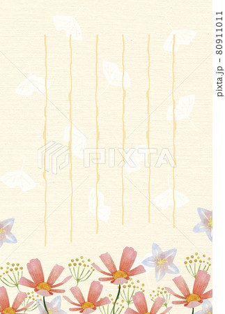 watercolor autumn greeting card in japanese style, hand-drawn 80911011