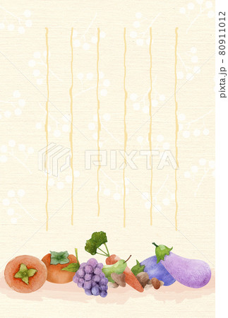 watercolor autumn greeting card in japanese style, hand-drawn 80911012
