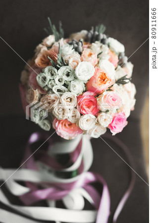 Beautiful wedding bouquet with different flowers, roses 80911666