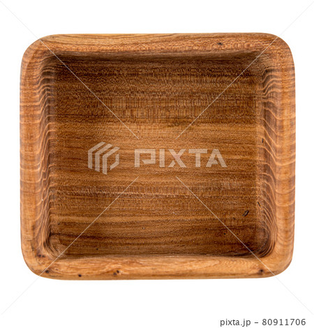 Isolated brown empty natural wooden bowl 80911706