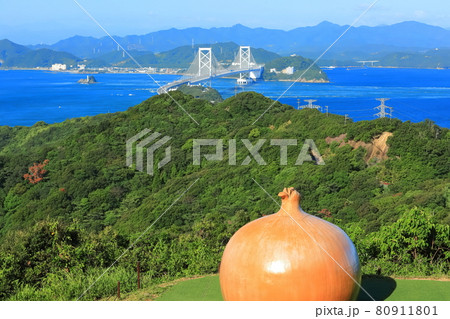 淡路島から見た鳴門海峡と大鳴門橋 80911801