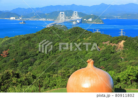 淡路島から見た鳴門海峡と大鳴門橋 淡路島から見た鳴門海峡と大鳴門橋 80911802