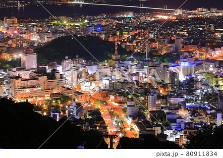 【徳島県】眉山から見た徳島市街の夜景 80911834