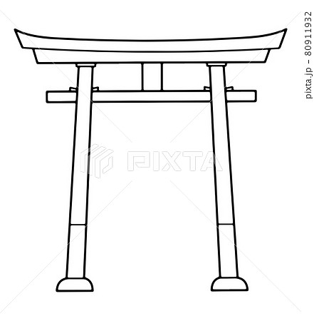 鳥居のアイコン 輪郭線のイラスト素材