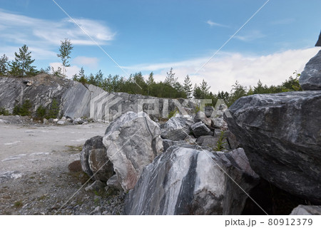 Quarry for the extraction of marble. Ruskeala Park, Karelia, Russia 80912379