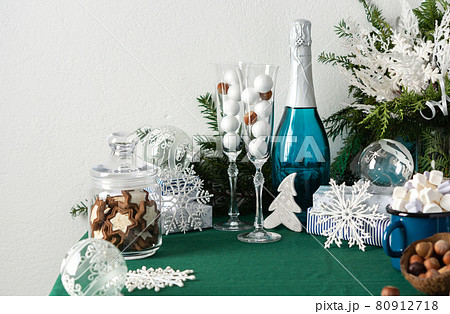 Festively decorated Christmas or New Year's table 80912718