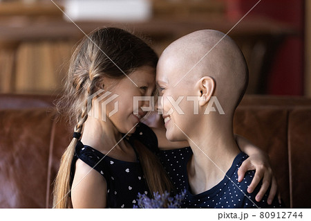 Happy fighting against cancer mom spending time with little daughter Happy fighting against cancer mom spending time with little daughter 80912744