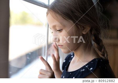 Sad thoughtful orphan child got trauma, feeling depressed 80912882