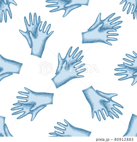 Seamless pattern with hand drawn pastel medical gloves 80912883
