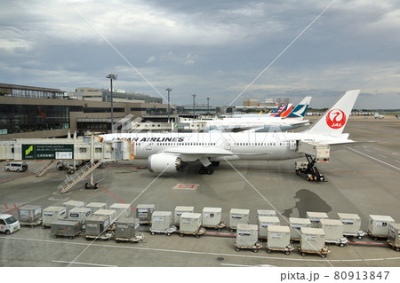 Ground Handling services, Cargo containers wait for loaded into an airliner at Narita Airport. 80913847