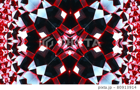 Satan kaleidoscope background. Abstract fractal shapes. Beautiful satanic kaleidoscope texture. Fantasy chaotic colorful fractal pattern. Unique kaleidoscope design. Inferno sign of the devil. 80913914
