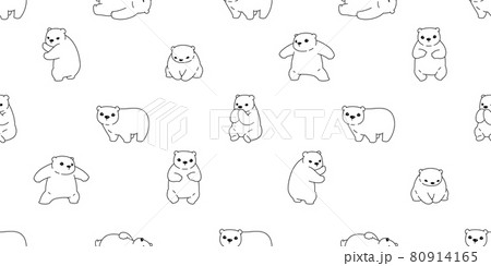 Bear seamless pattern polar vector teddy cartoon doodle scarf gift wrapping paper repeat wallpaper tile background illustration design 80914165