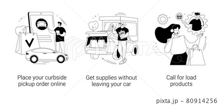 Curbside pickup abstract concept vector illustrations. 80914256