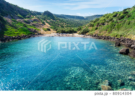 Emerald green see water on coast of Cala Ostina, Sardinia, Italy Emerald green see water on coast of Cala Ostina, Sardinia, Italy 80914304