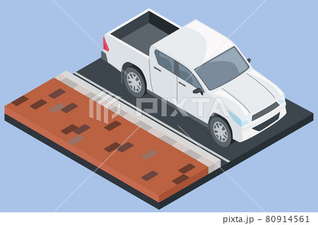 Isolated 3d isometric white car icon 80914561