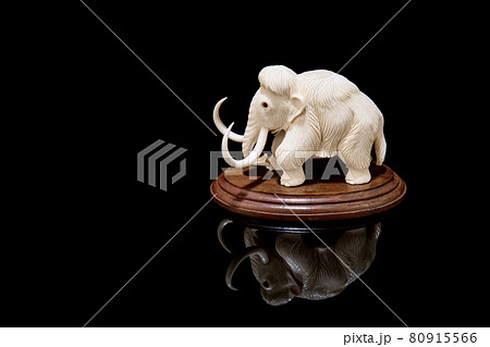 ivory statuette of elephant mammoth on black background 80915566